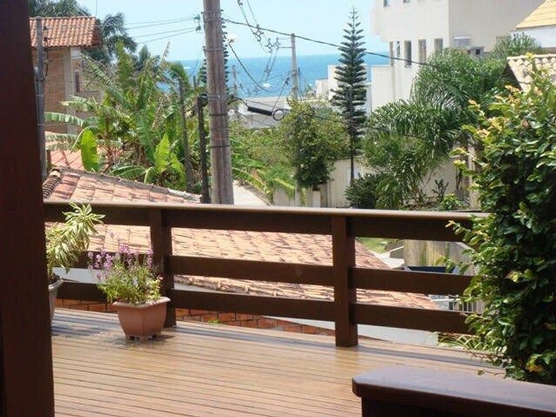 Apartº. deck vista mar. até 4 pessoas, 70 m praia